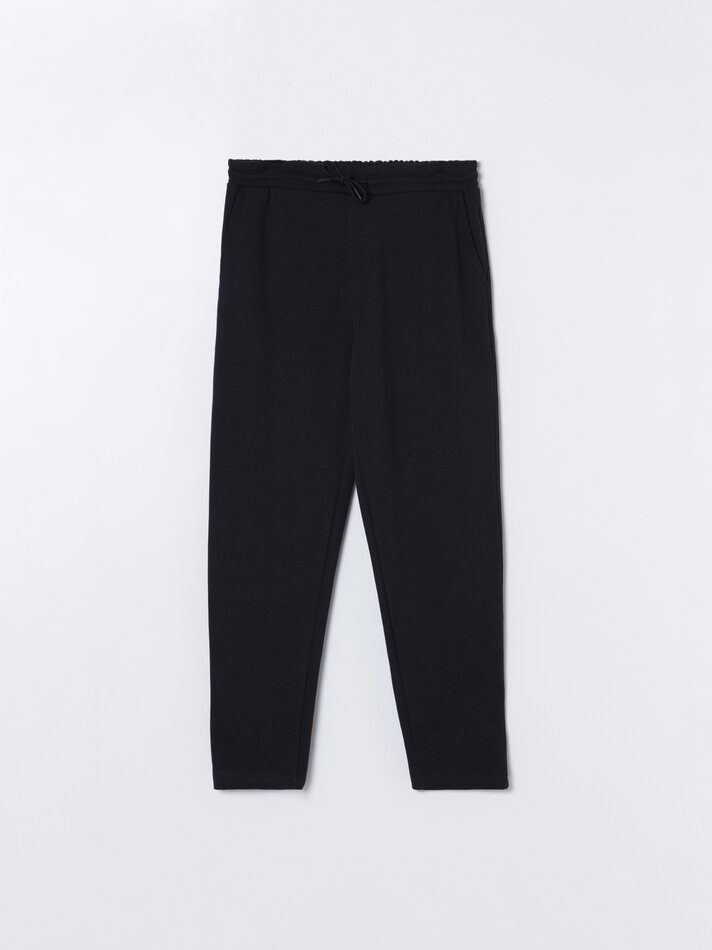 Calça jogger piqué - Azul-marinho
