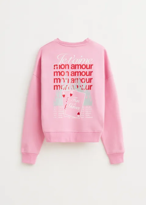 Sweater met print mon amour roze (ROS)