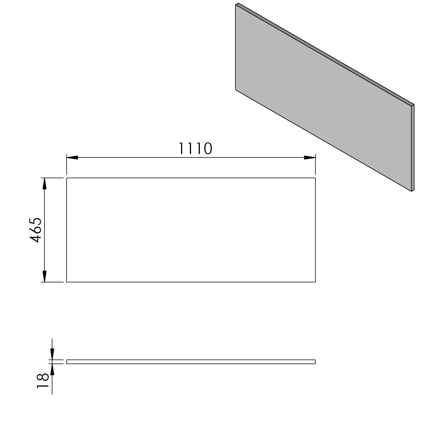 Sapho Cirasa toppaneel 111x46.5cm donkerbruin eiken