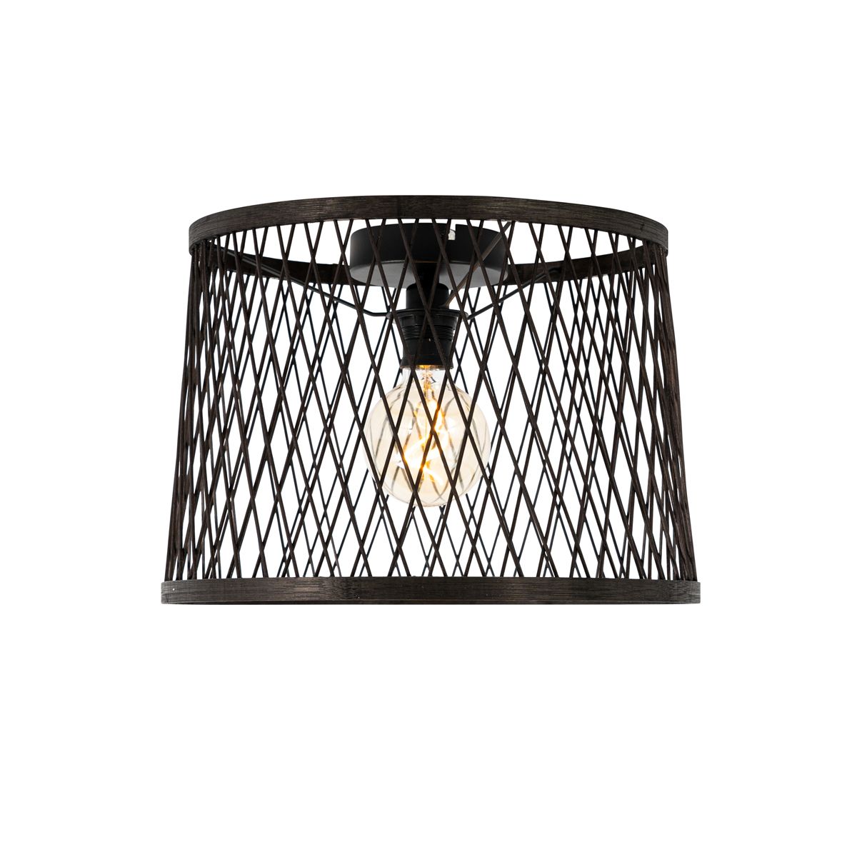 Landelijke plafondlamp zwart rotan 40 cm IP44 - Calamus