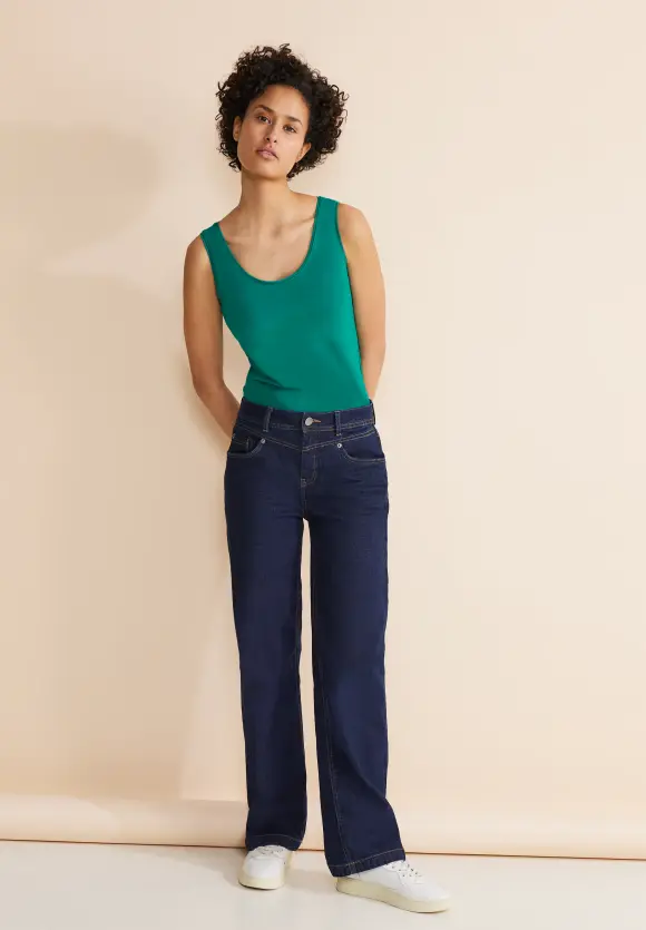 Basic Top in Unifarbe - intense aqua