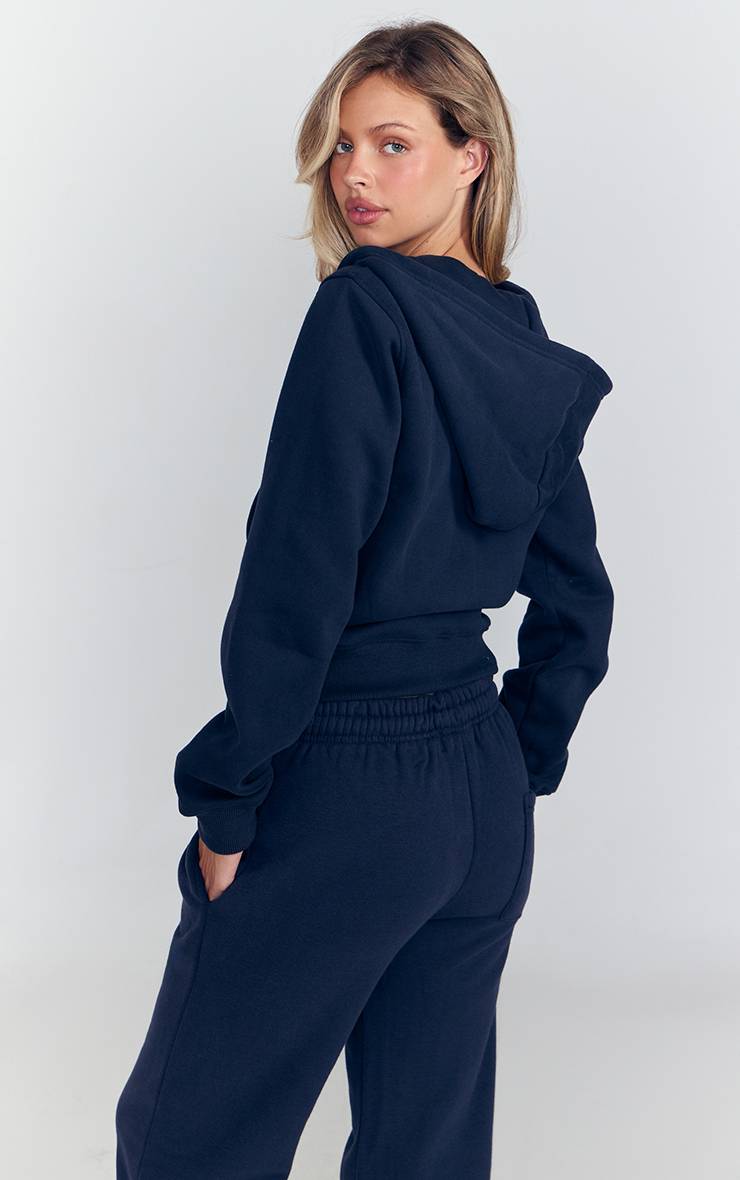Bleu Marine Sweat À Casynthétiqueche Court Zippé