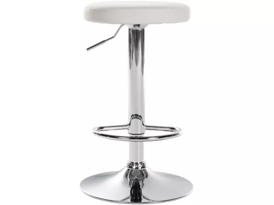 Tabouret de bar - Similicuir & Chrome - Blanc - Ponte