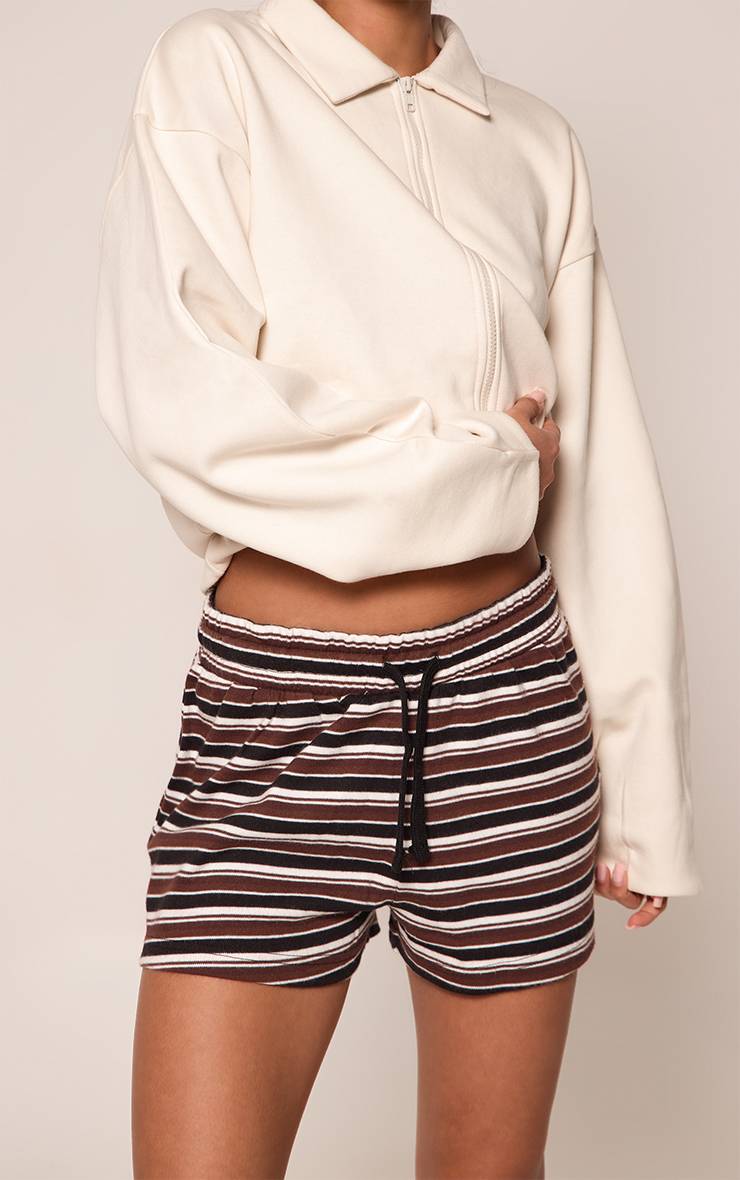 Noir Short Coordonné Super Doux À Rayures