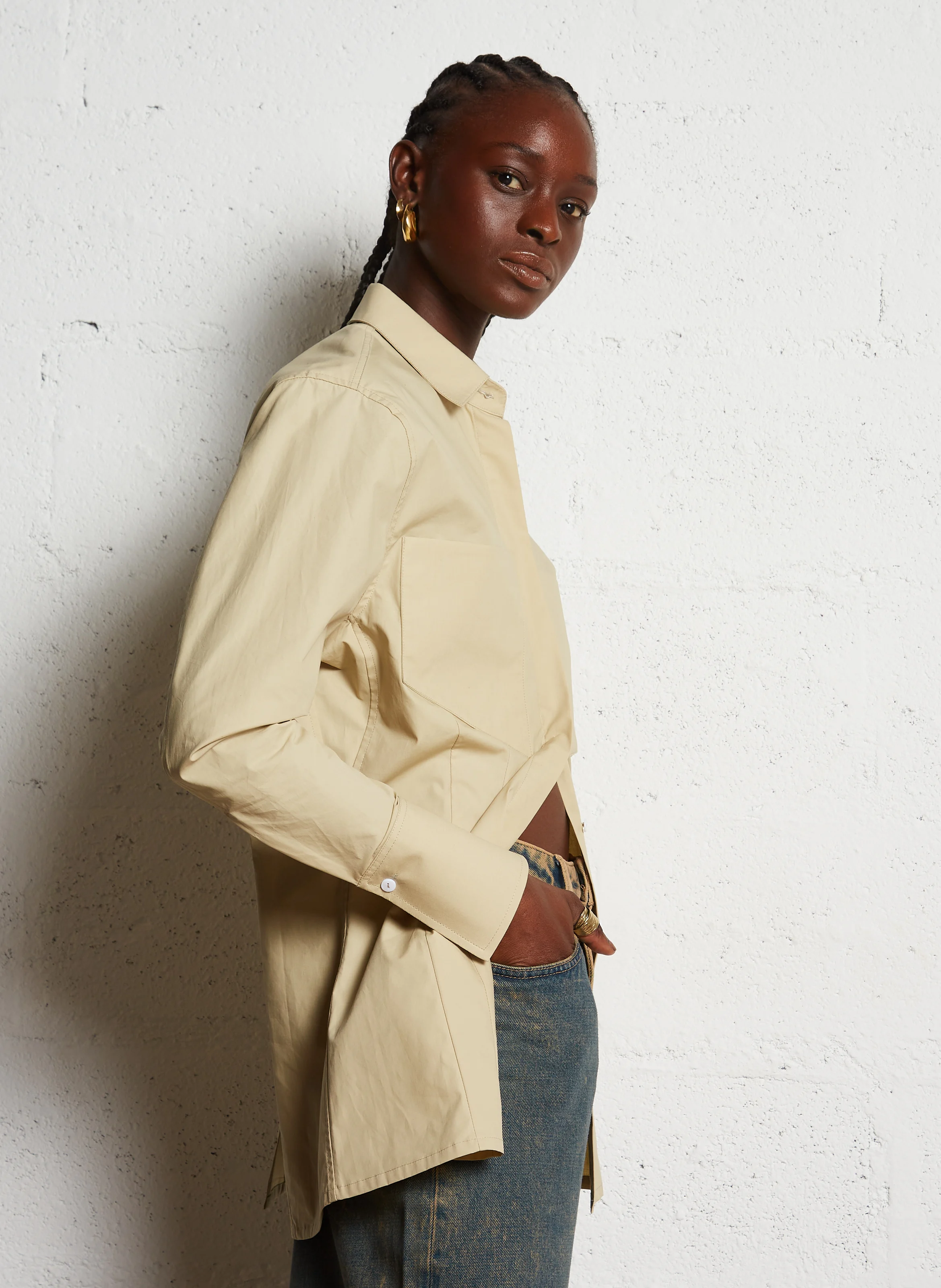 CURTIS - Chemise cintrée en coton | Beige