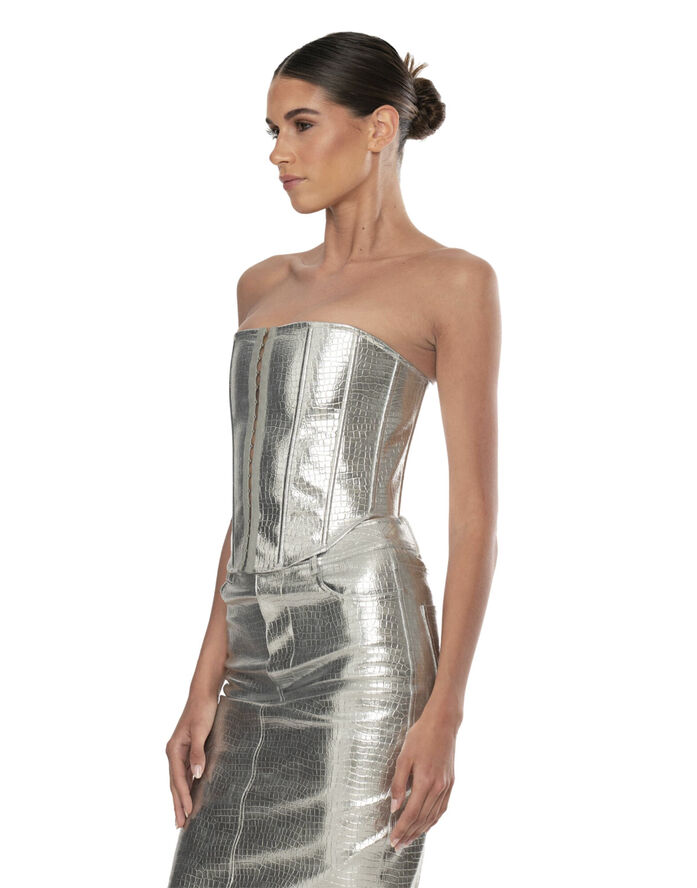 OW Collection Orion Croc Corset Silver croc