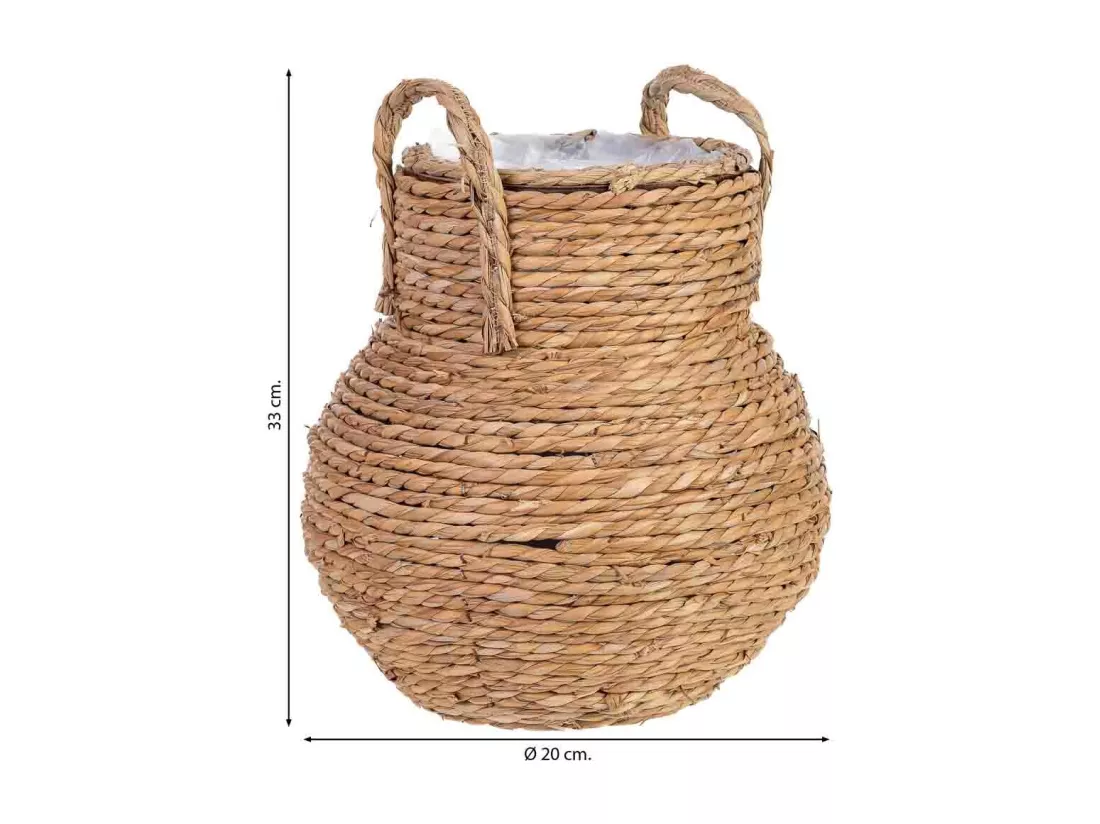 Vase décoratif en corde avec anses 20x20x33h cm