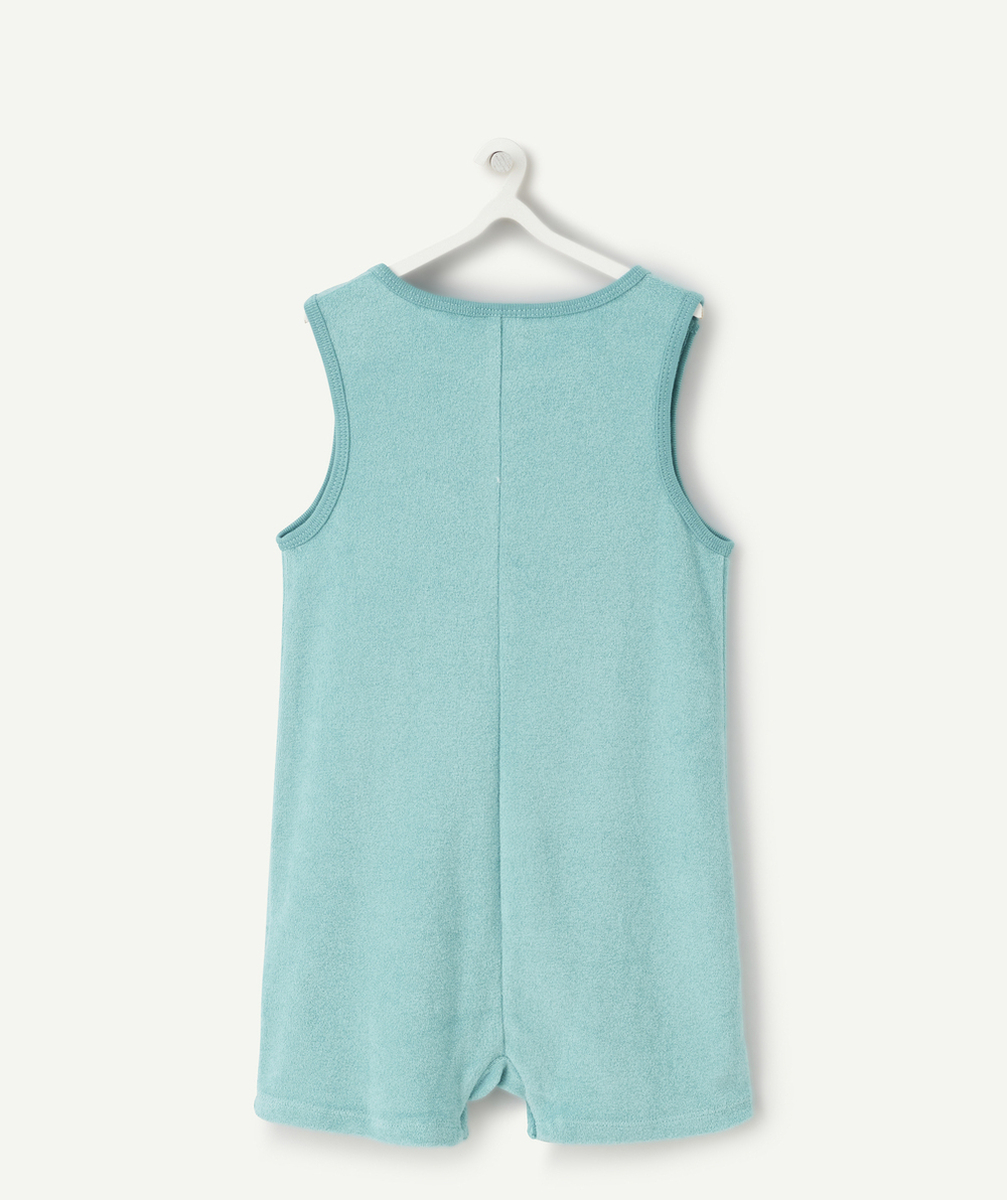 SALOPETTE BÉBÉ GARÇON EN FIBRES RECYCLÉES MATIÈRE ÉPONGE TURQUOISE