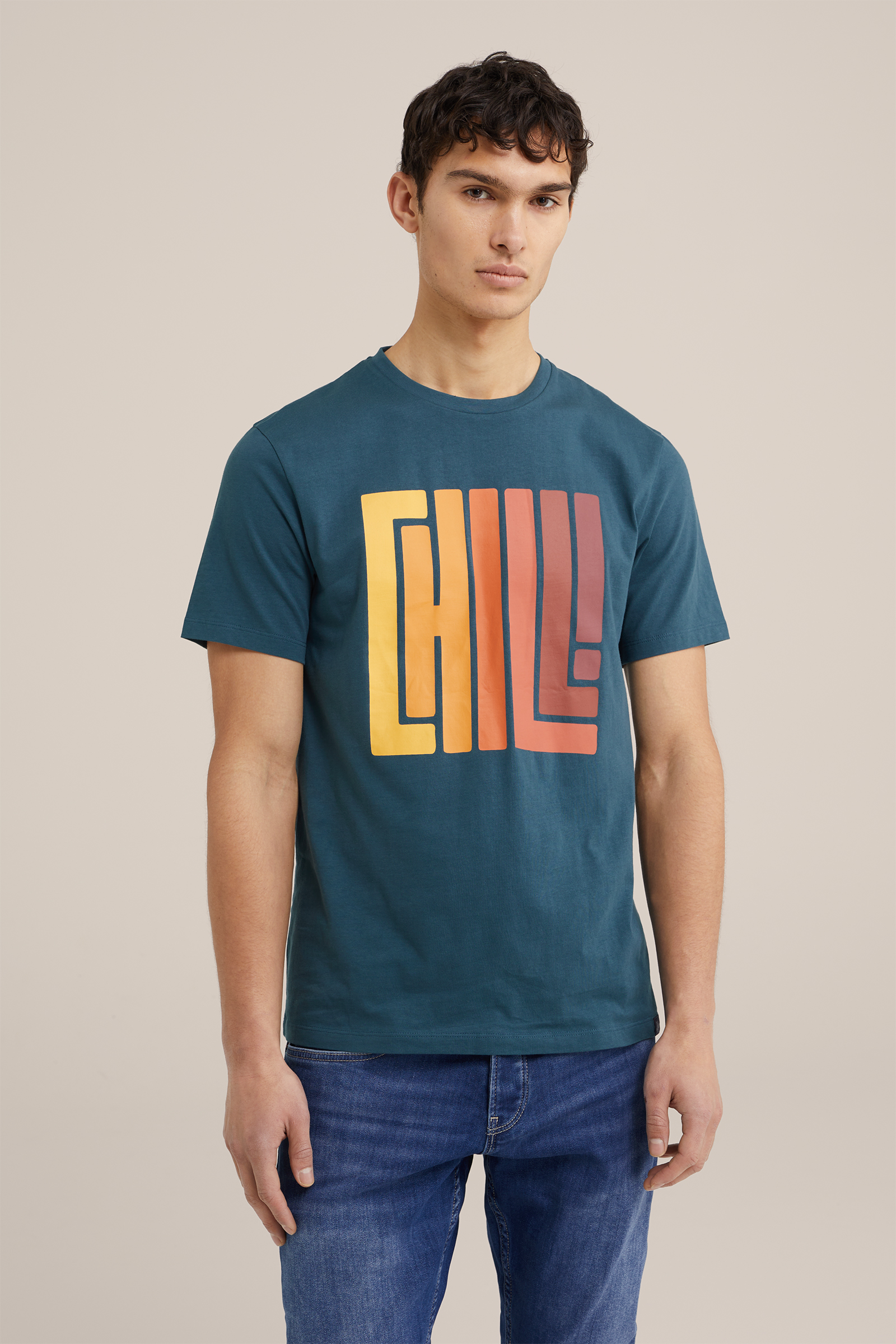 T-shirt met opdruk WE Fashion Blauw