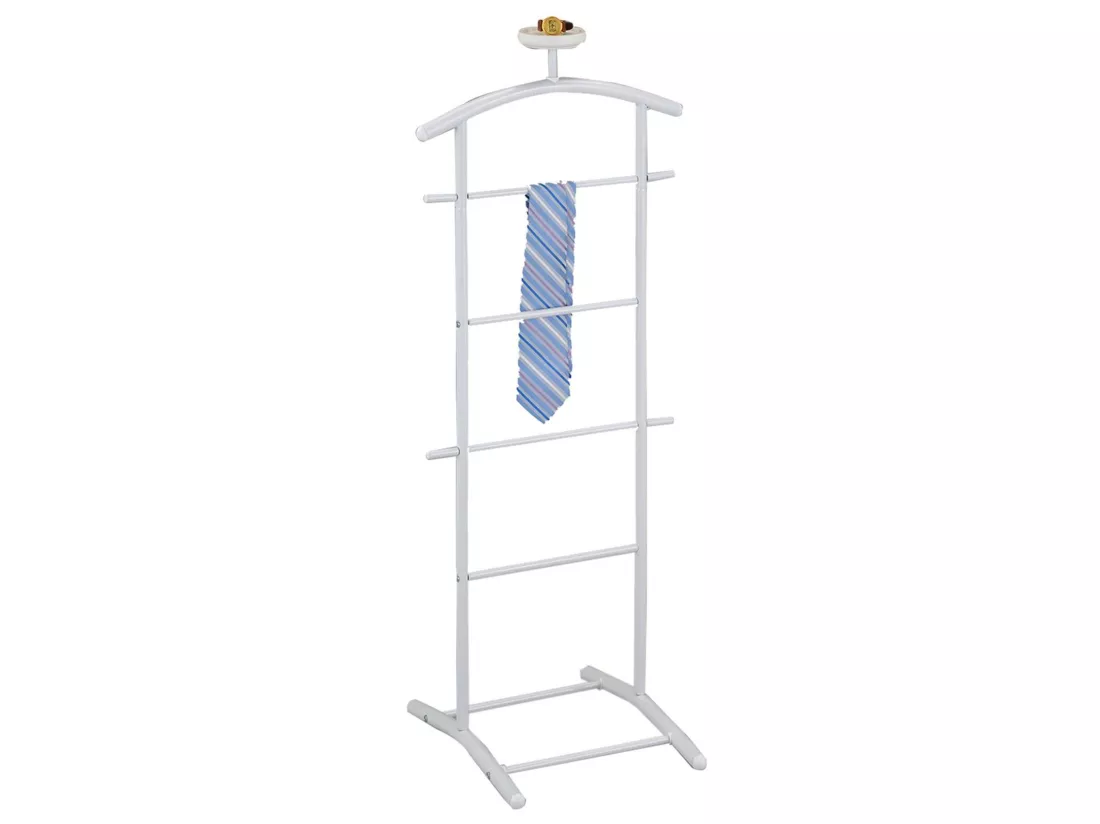 Valet de chambre ATRIX chevalet de nuit portant pour vêtements, struture en métal laqué blanc
