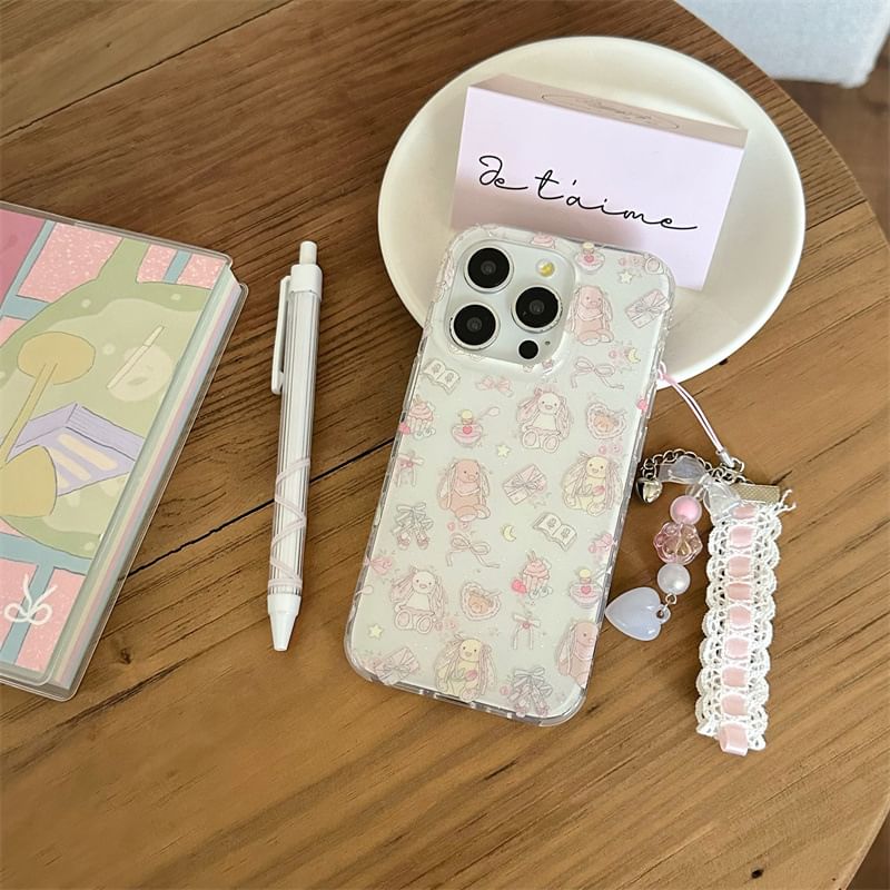 Elliure - Konijnenhoesje / Charm / Set - iPhone 16 Pro Max / 16 Pro / 16 Plus / 16 / 15 Pro Max / 15 Pro / 15 Plus / 15 / 14 Pro Max / 14 Pro / 14 Plus / 14 / 13 Pro Max / 13 Pro / 13