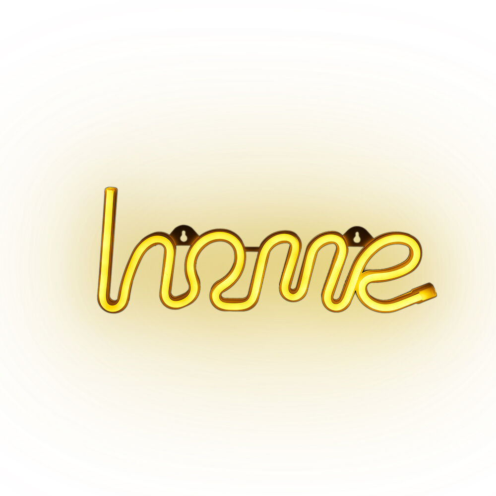 Lampe néon LED forme home jaune à suspendre L34xH12,5cm
