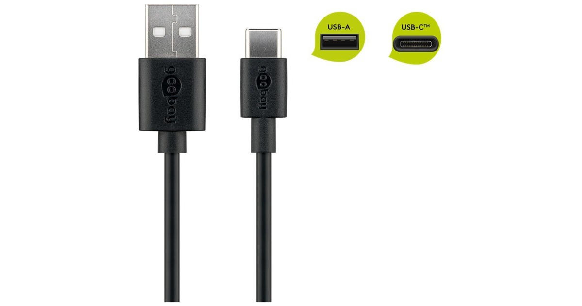 goobayUSB-C 2.0 oplaad- en synchronisatiekabel  (Zwart, 10cm)