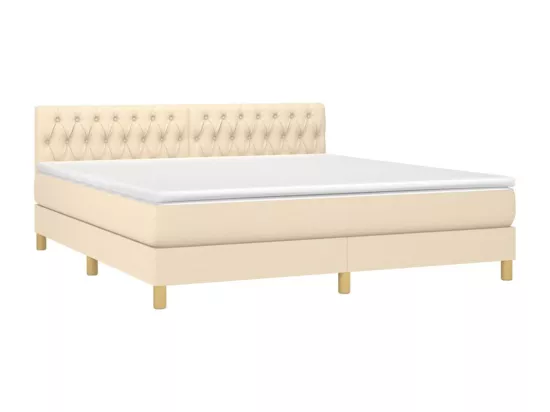 Sommier tapissier avec matelas et LED Crème 180x200 cm Tissu