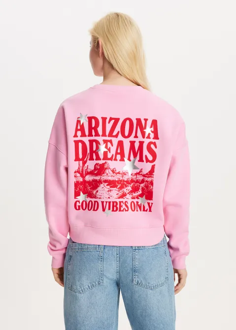 Sweater met print Arizona dreams roze (ROS)