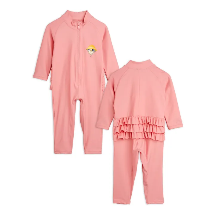 Mini Rodini Combinaison Anti-UV Chouette Matière Recyclée | Rose