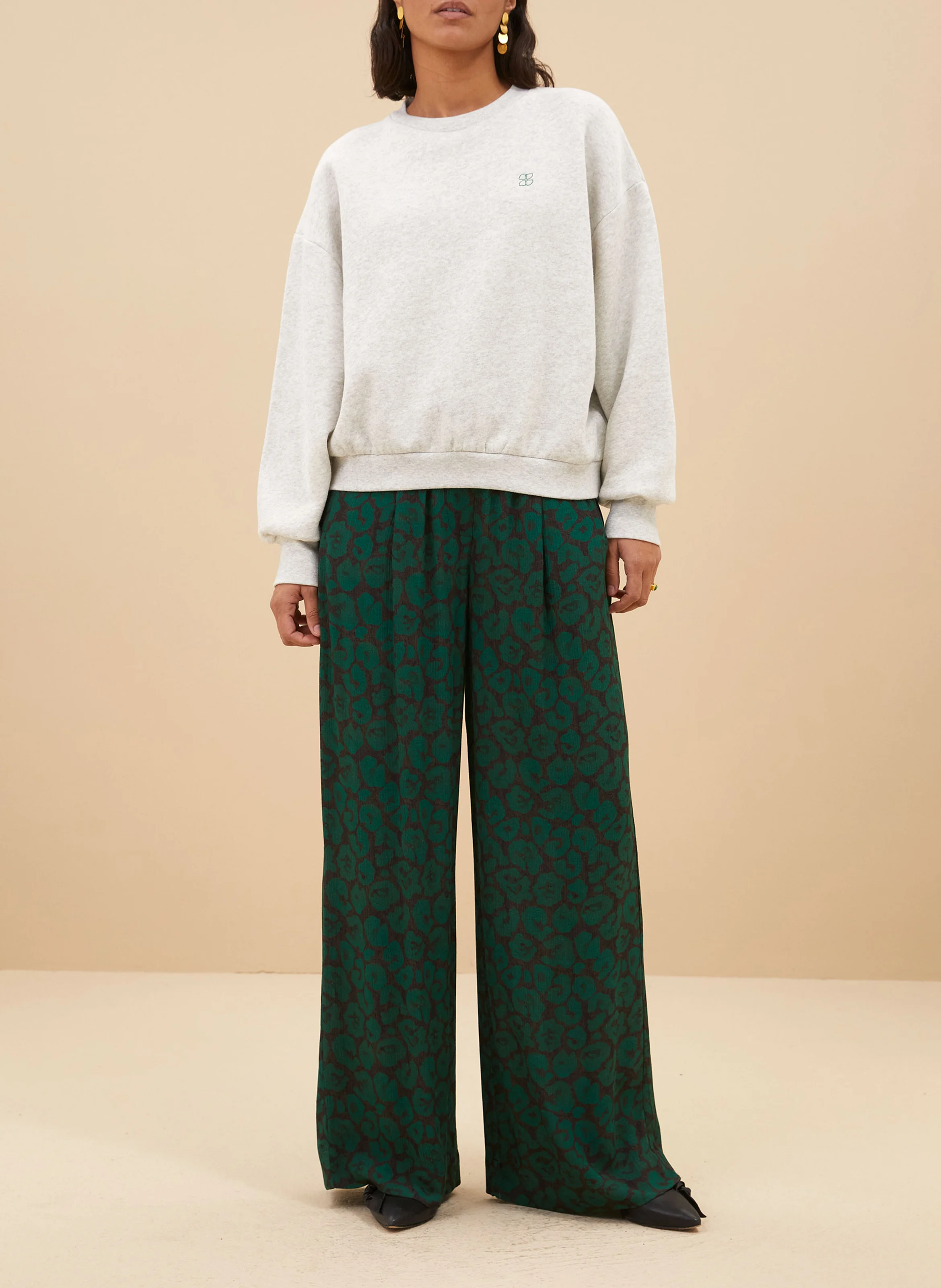 BIBI - Sweat col rond en coton mélangé | Gris