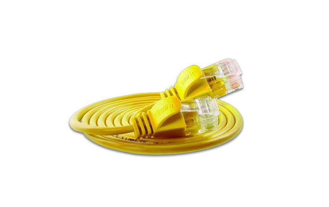 Slimpatchkabel RJ-45 - RJ-45, Cat 6, UTP, 0.15 m, GelbLightpatchkabel rund, ungeschirmtes Twisted-Pair-Kabel (U/UTP) mit Klinkenschutz