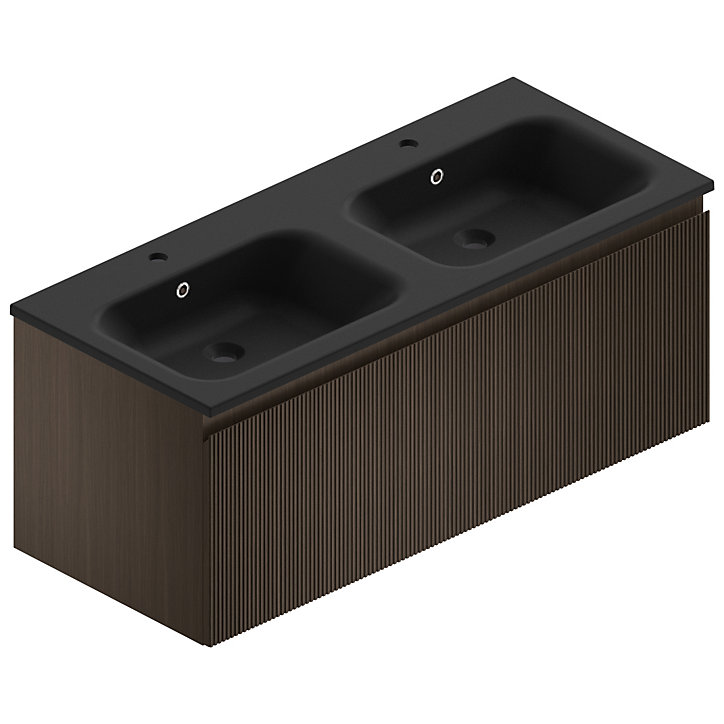 Meuble sous vasque finition noyer 120 cm Pura adapté pour 2 vasques