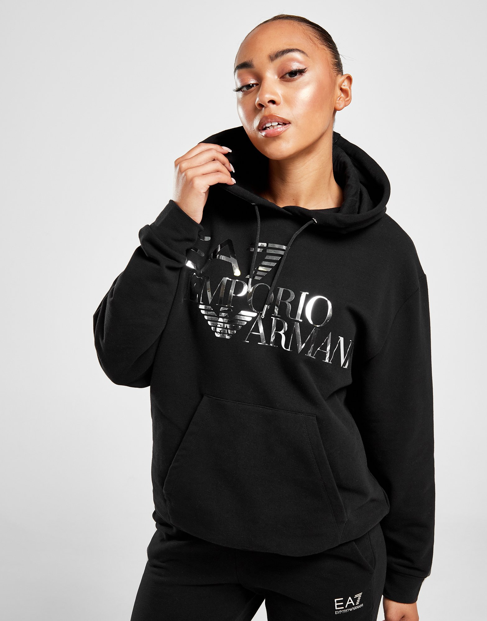 Emporio Armani EA7 Sweat à Capuche Logo Shine Femme