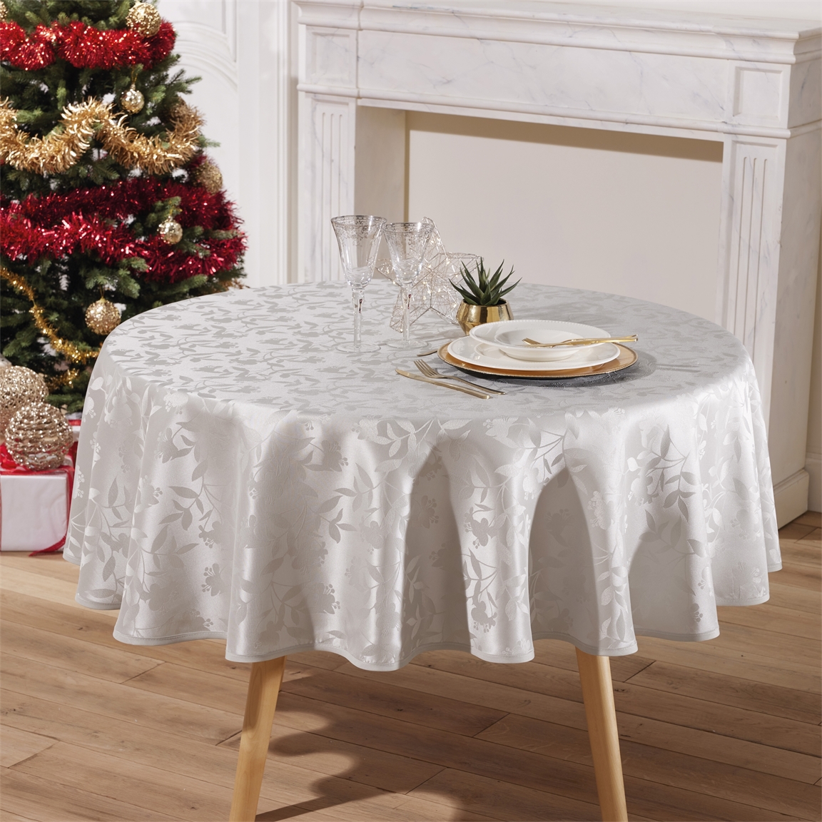 Nappe irisée ronde - Rouge (180 cm)