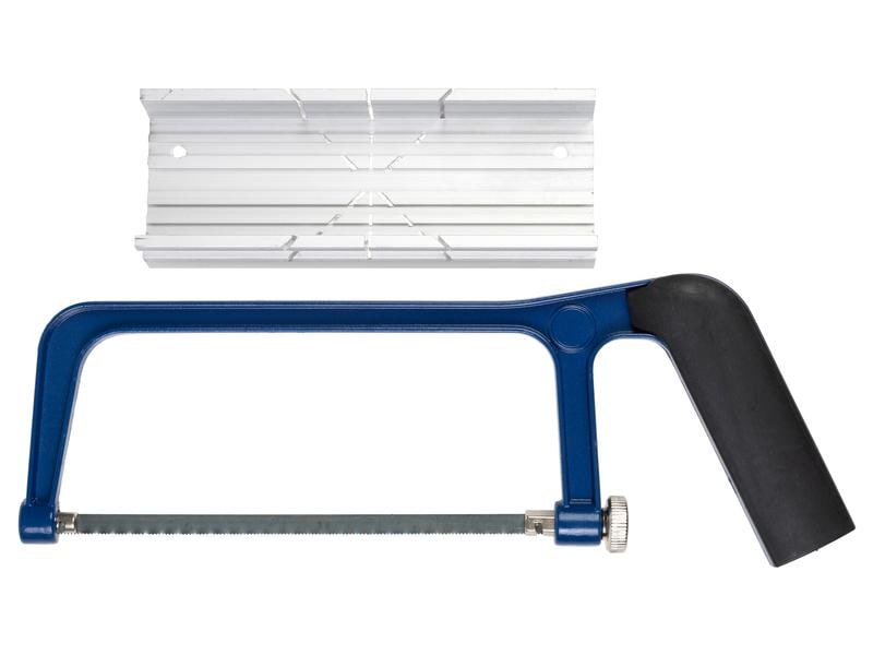 FTM Handsäge mit Gehrungslade, 140 mm Kleine Metallsäge mit Schneidlade aus Aluminium
