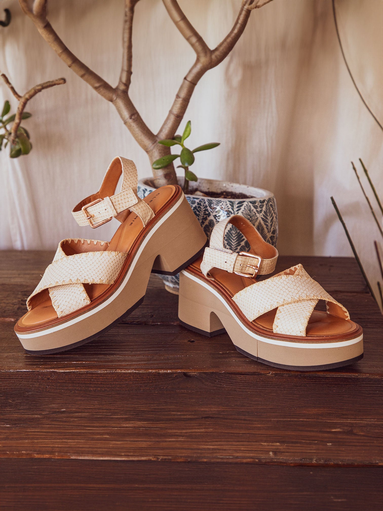 SANDALS - CHARLINE sandals, white python effect
