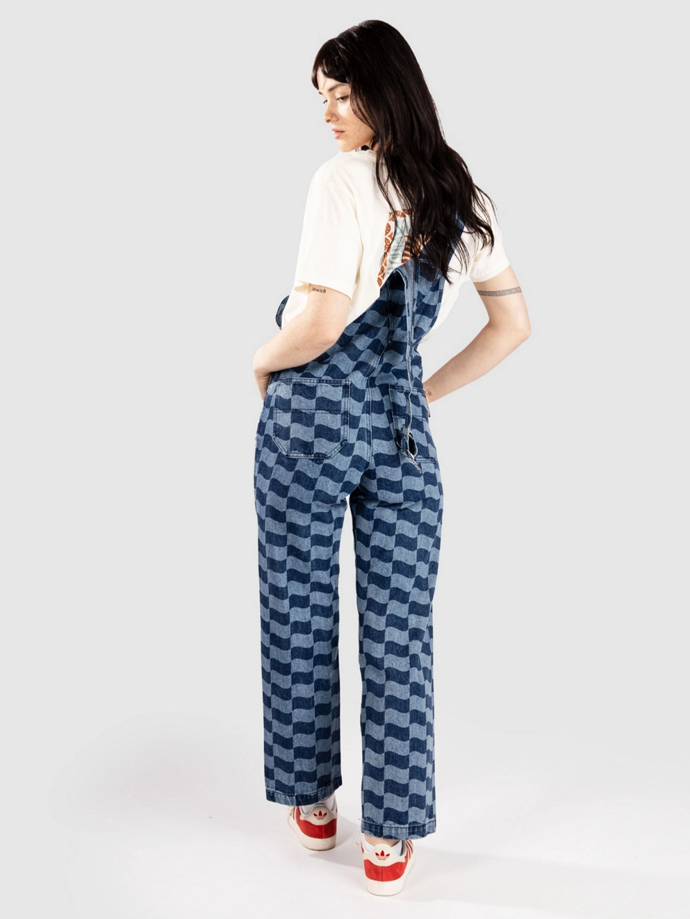 Santa Cruz Classic Label Denim Dungarees blue wave check