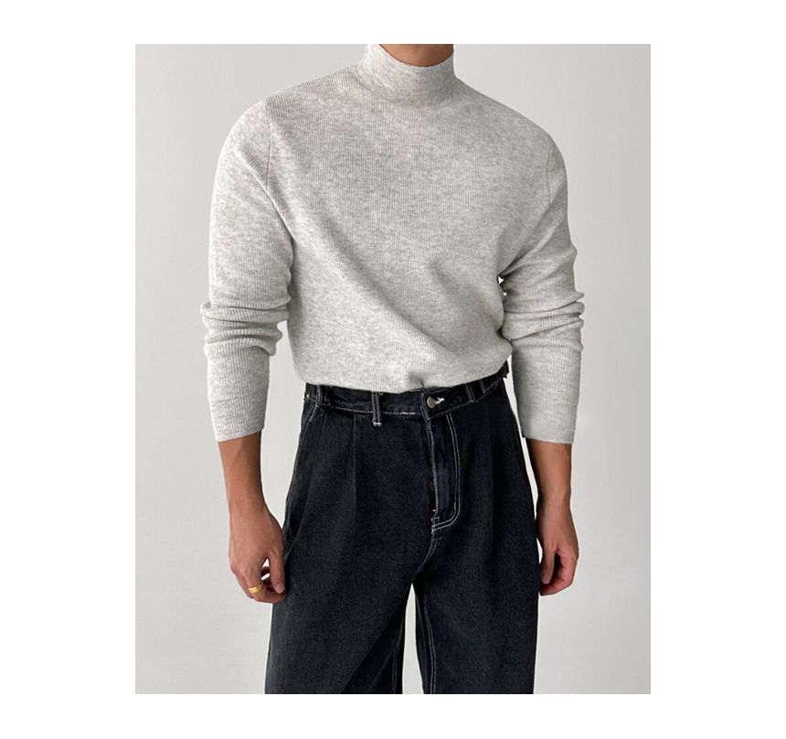 Okwano - Effen gebreide top met lange mouwen en mockneck