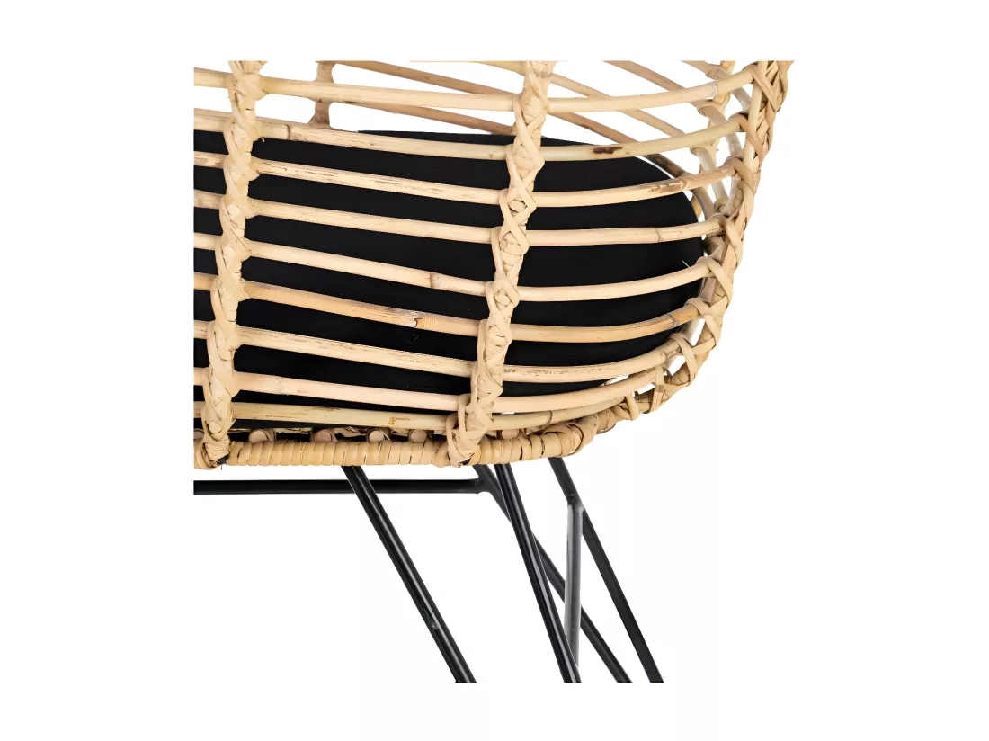 Fauteuil Rotin Naturel/Métal - PAVY