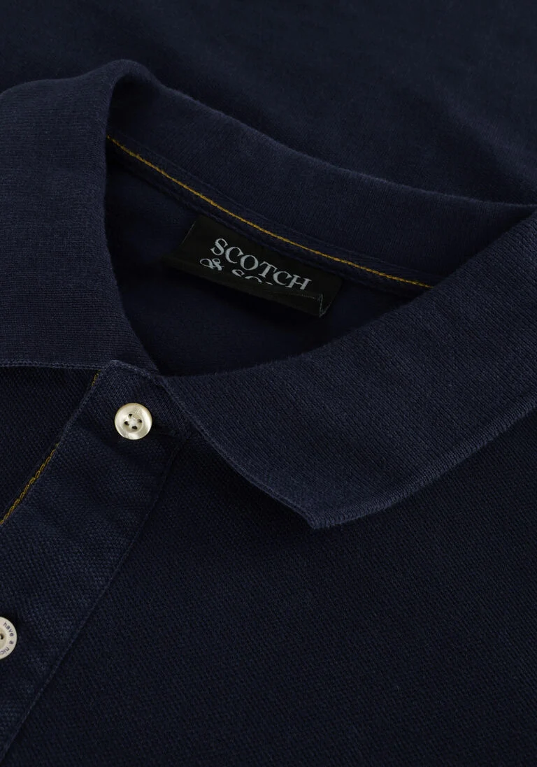 SCOTCH & SODA donkerblauwe scotch & soda polo garment dye organic cotton pique polo