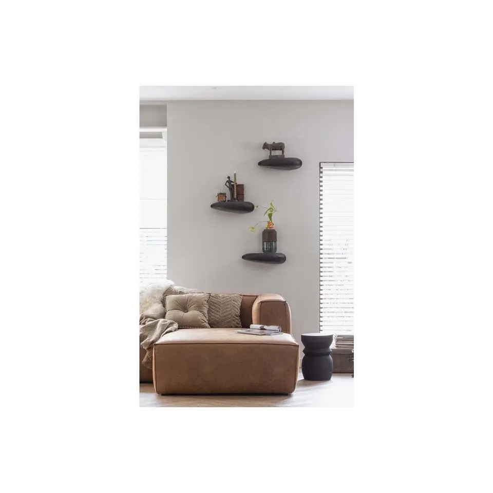 WOOOD Bean Hoekbank Rechts - Ecoleer - Cognac - 73x305x96
