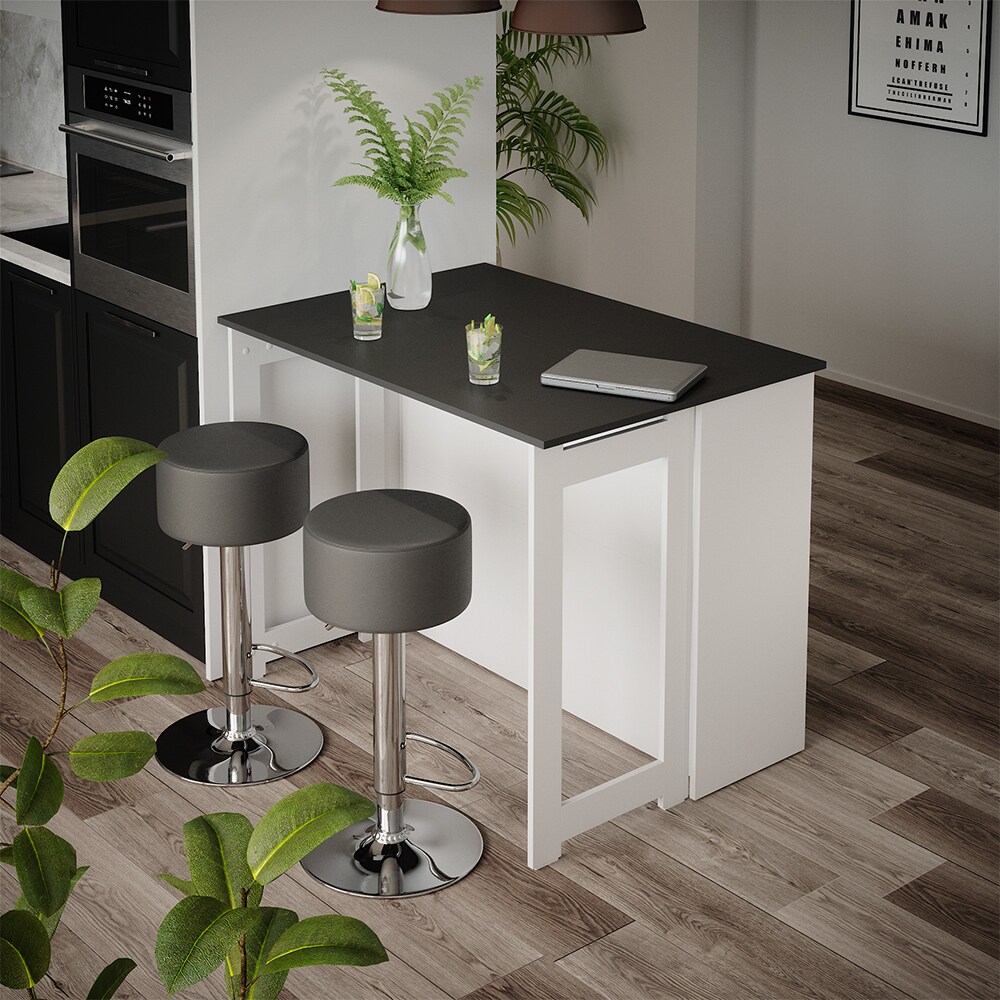 Vicco Bartisch Dominic Weiß Anthrazit 116 x 37 cm Barhocker Esszimmer Küche offene Fächer Tür