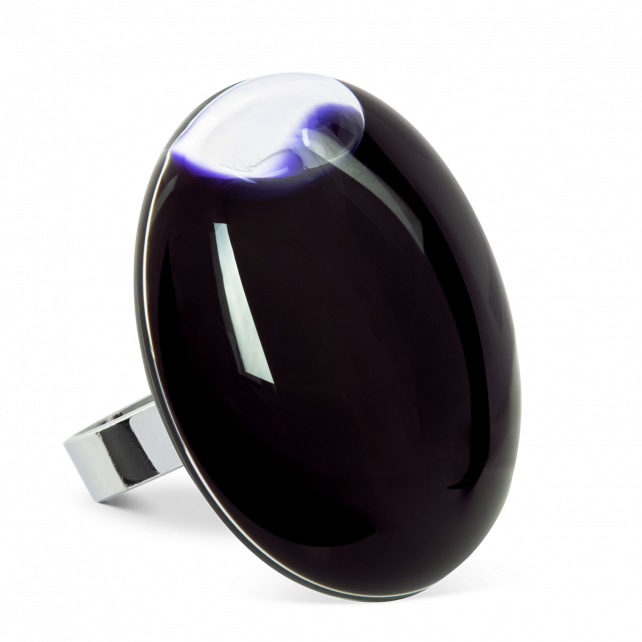 Bague en verre soufflé - Galet Giga Milk