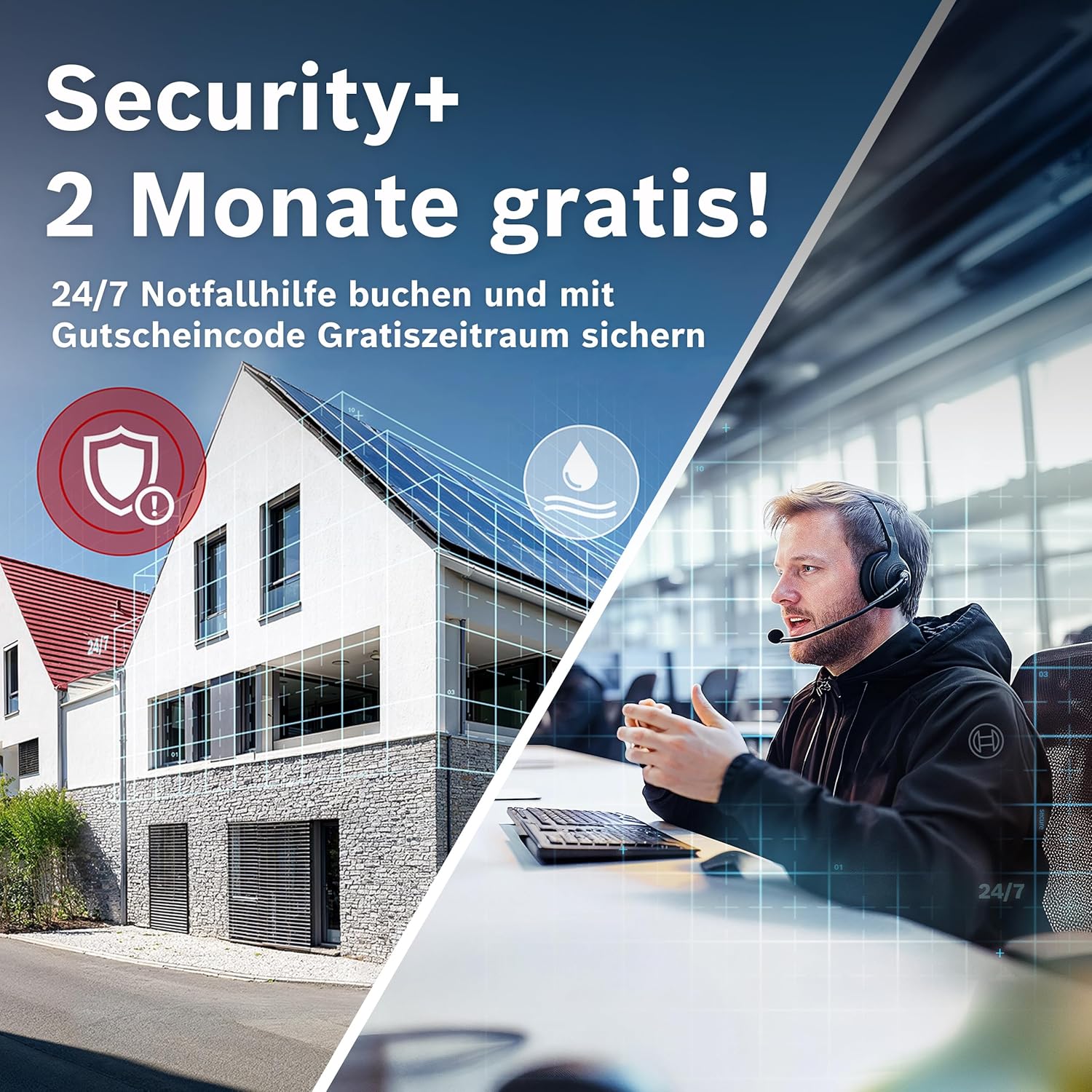 Bosch Smart Home Alarmsystem S, Starter-Set inklusive Gutscheincode für 2 Monate Security+ Notfallservice gratis