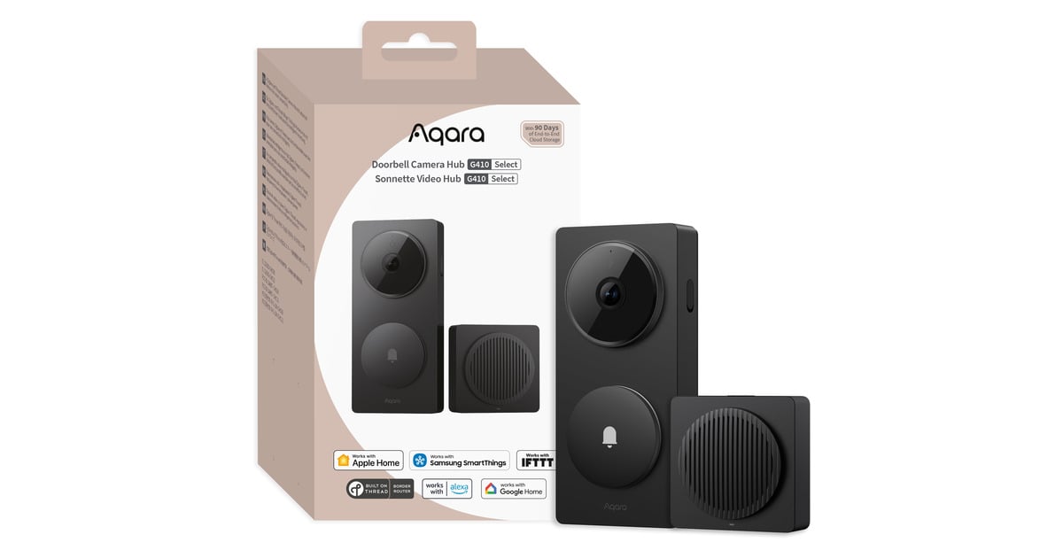 AqaraSlimme Video Deurbel G410 Select  (Zwart, Wifi, Bluetooth, Zigbee, Matter)
