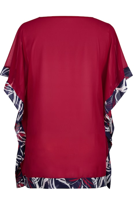 Tunika, oversized, Mesh, gemusterte Kanten