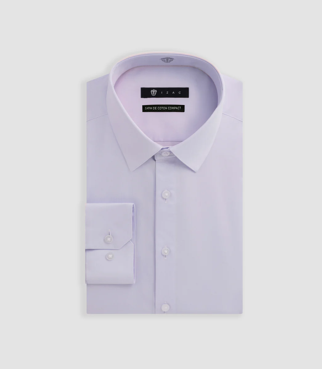 Chemise slim en satin de coton parme SATINSLIM