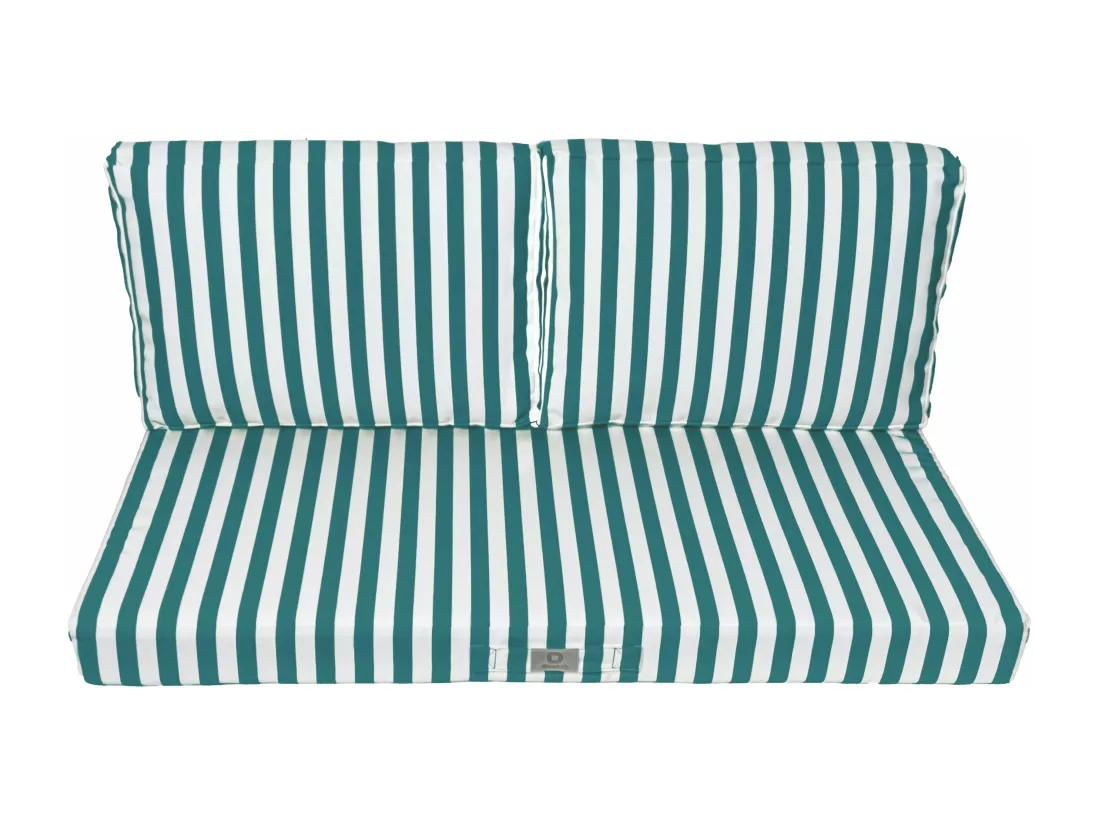 Coussins pour salon de jardin déhoussable 100x50cm - Rayure Vert