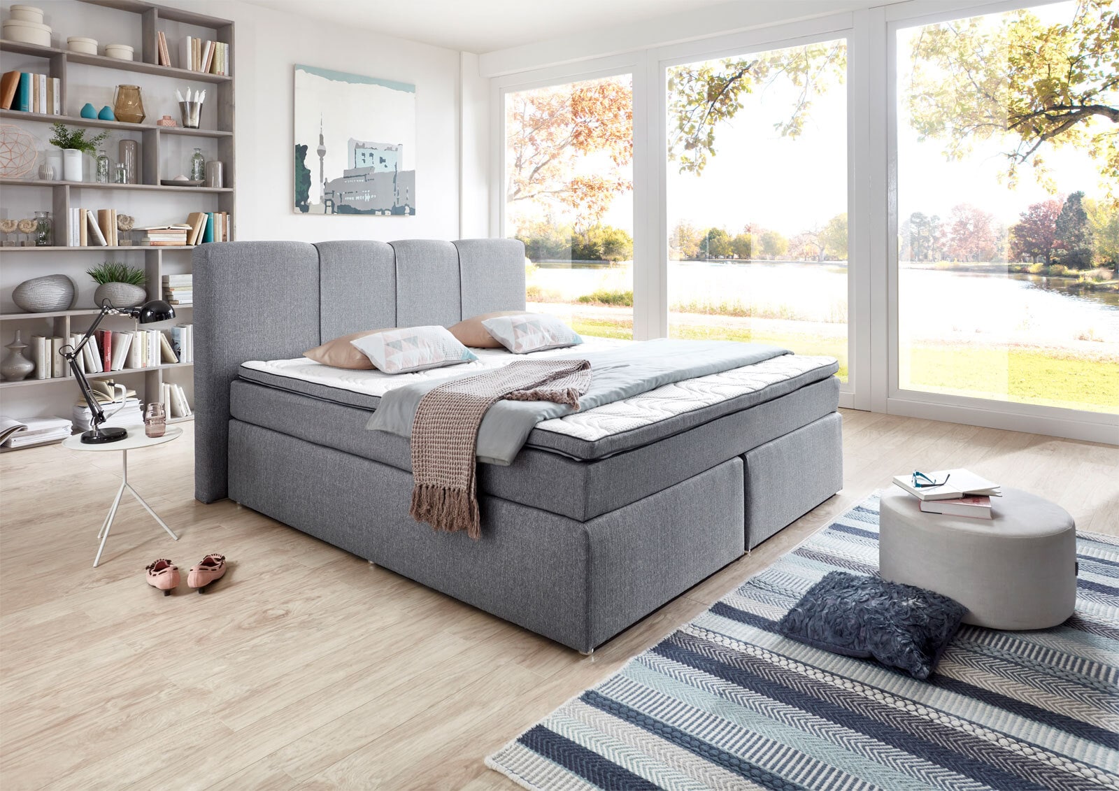 Boxspringbett SAN ANTONIO 180 x 200 cm silbergrau