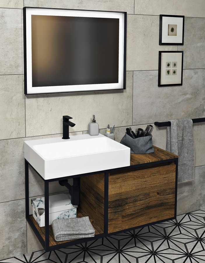 Sapho Sort LED spiegel 120x70cm mat zwart