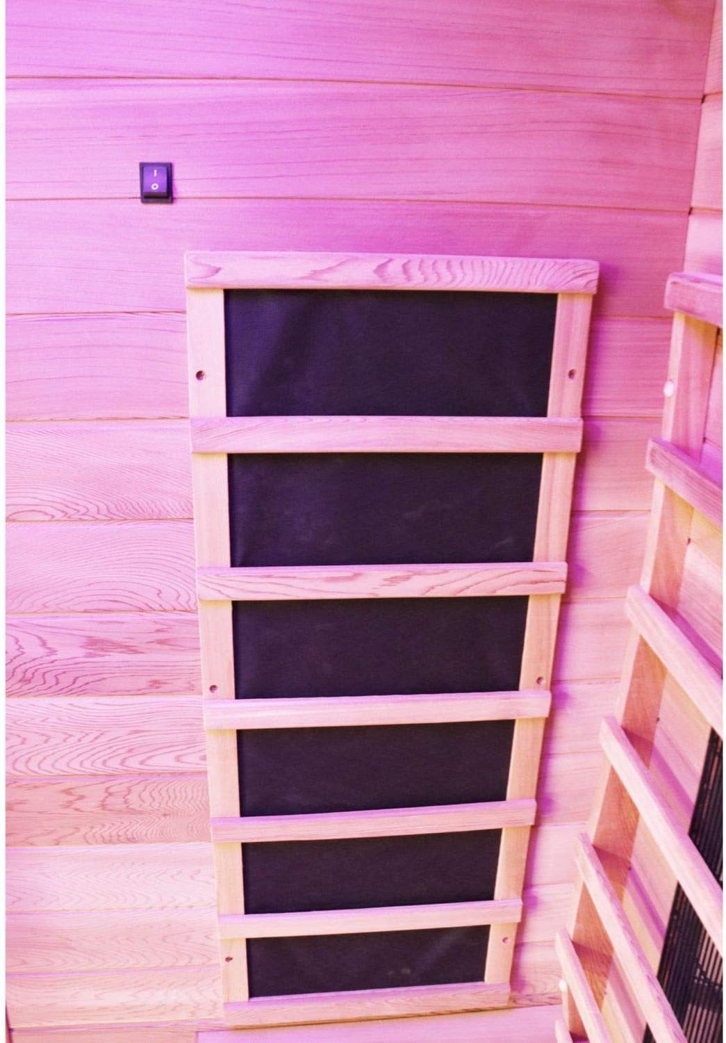 Dewello® Infrarotkabine Infrarotsauna Pierson PRO 135x105 für 1-2 Personen aus Hemlock und Zedern Holz mit Duo Vollspektrumstrahler, Bodenstrahler, LED-Farblicht, Bluetooth, FM,MP3,USB