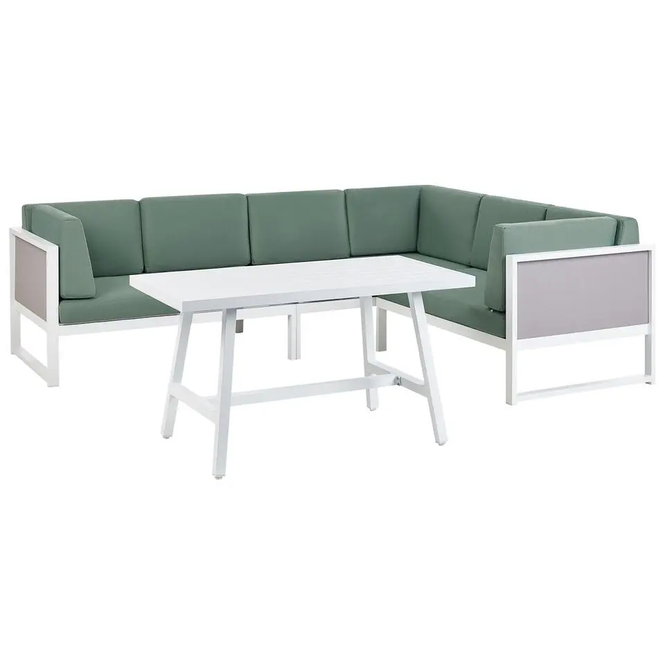 CASTELLA - Loungeset voor 6 - Wit/Groen - Aluminium