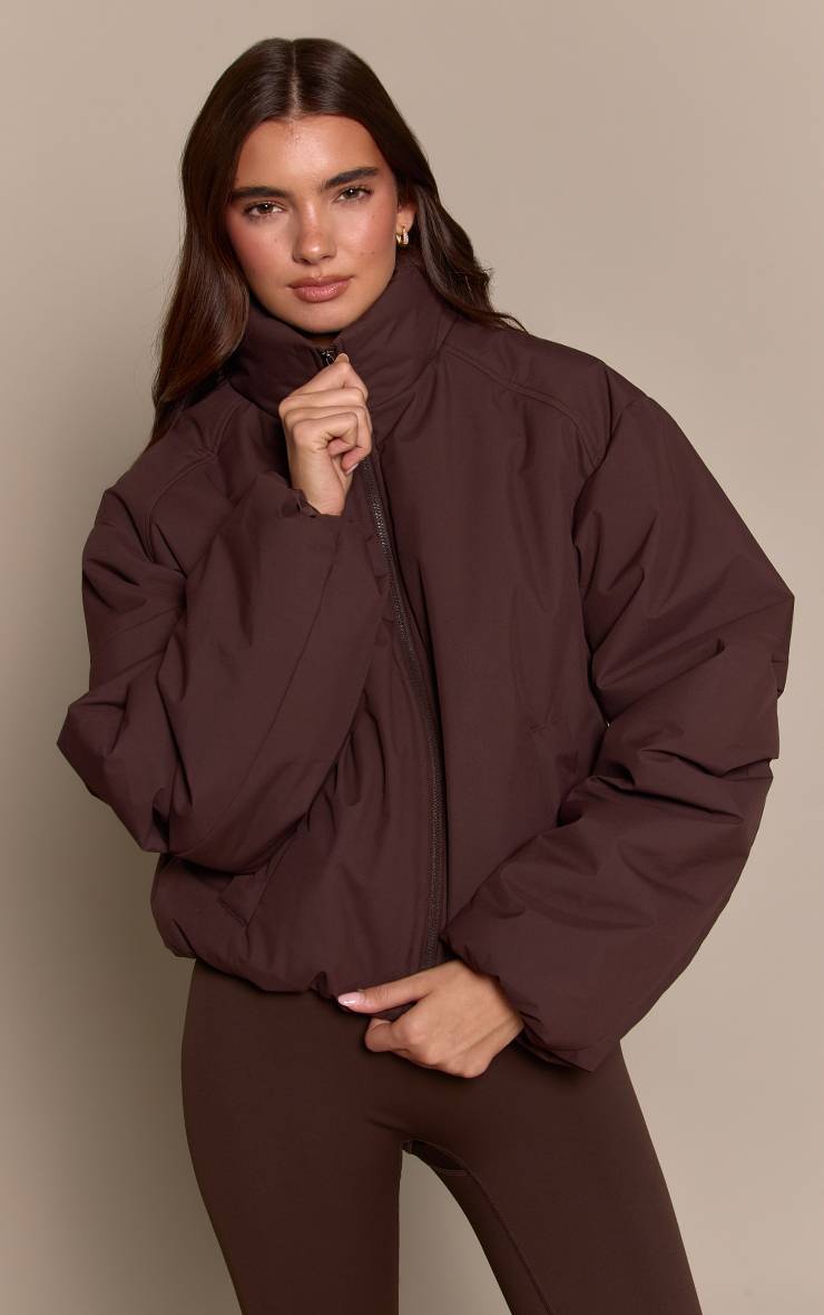 Chocolat Veste Zippée À Col Montant Et Manches Cocon