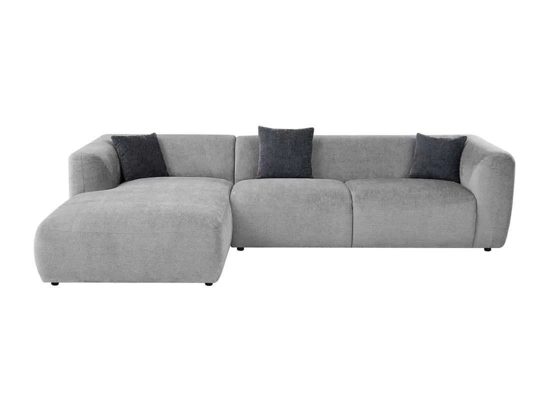 Canapé d'angle gauche en tissu gris TANCAVO