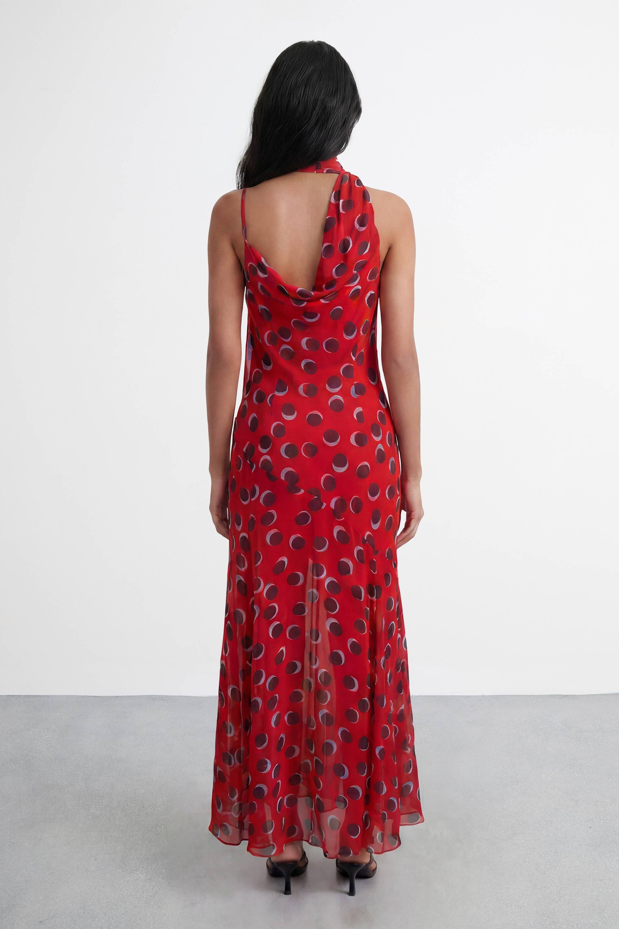 Warehouse Robe Petite Premium À Pois Avec Encolure Drapée Et Col Noué