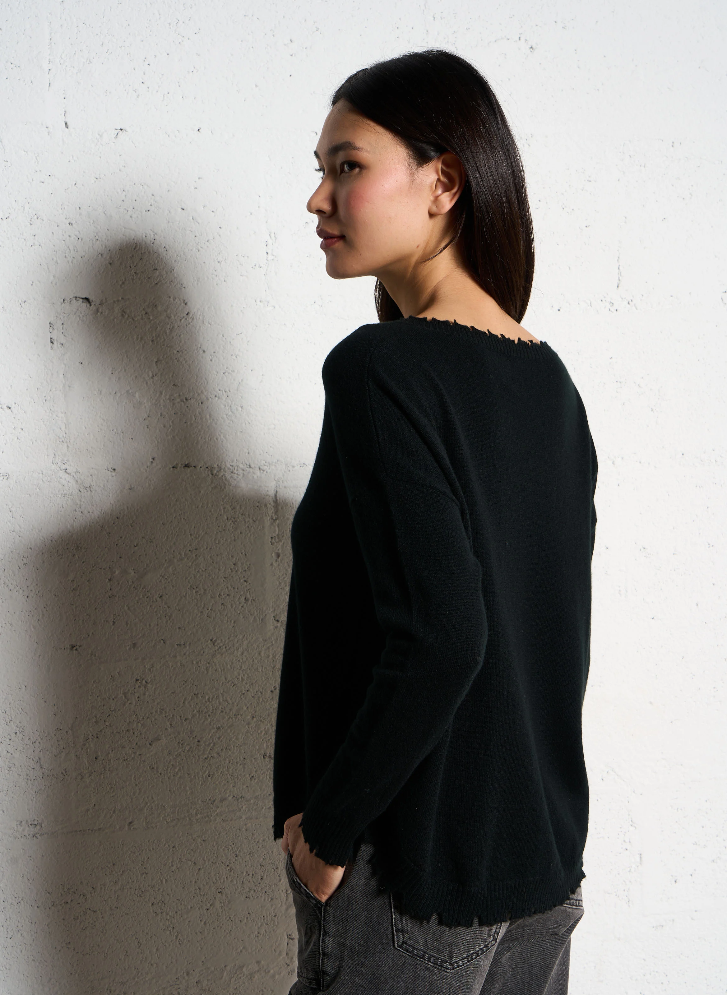 MELA - Pull oversize en cachemire maillé | Noir