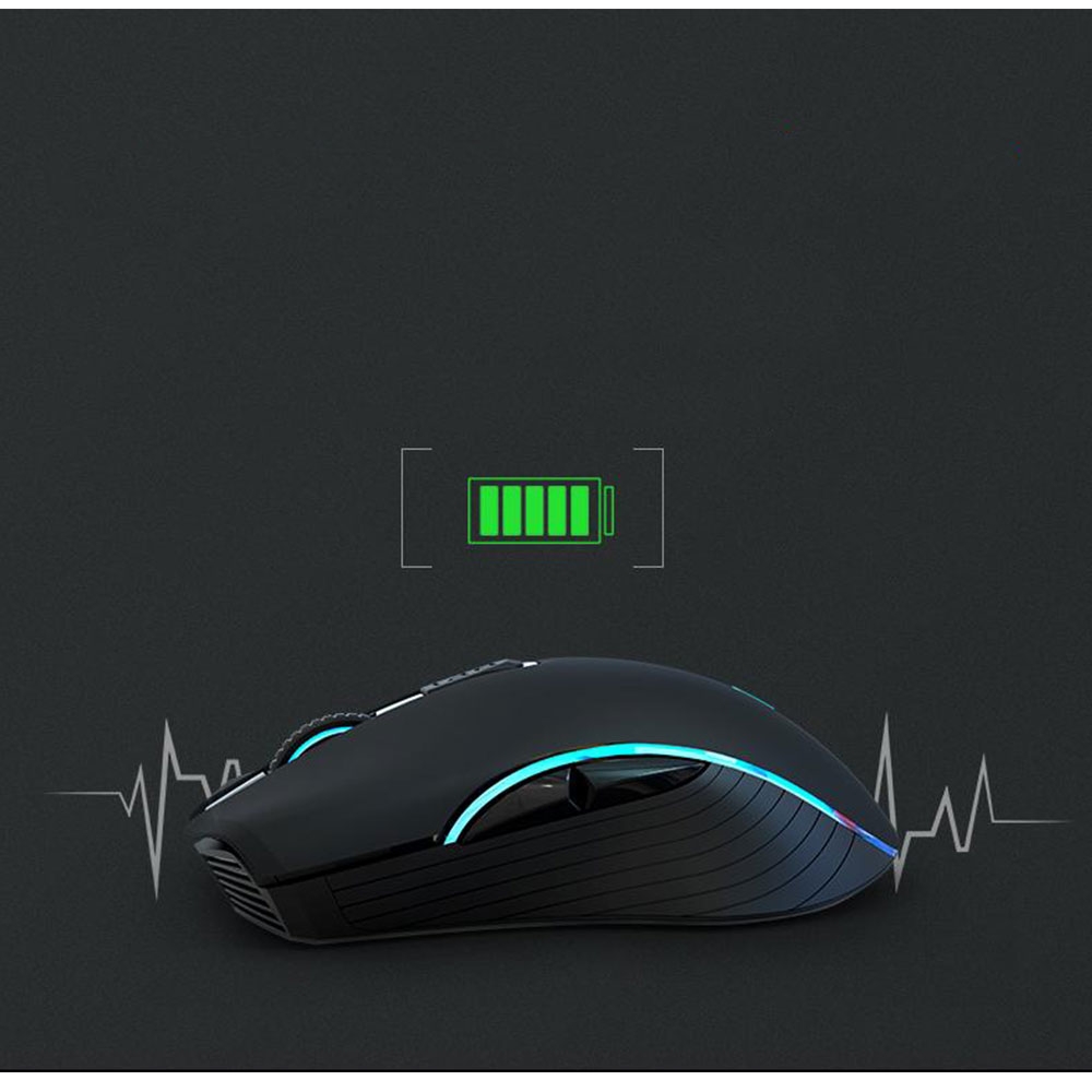 2.4 GHz Optische Wireless Funk Gaming Maus 2400 DPI mit LED Beleuchtung   integriertem Akku (500mA) - Schwarz