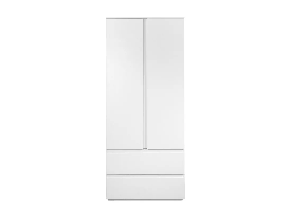 Armoire 2 portes 2 tiroirs blanc- L80 x H191 x P55 cm