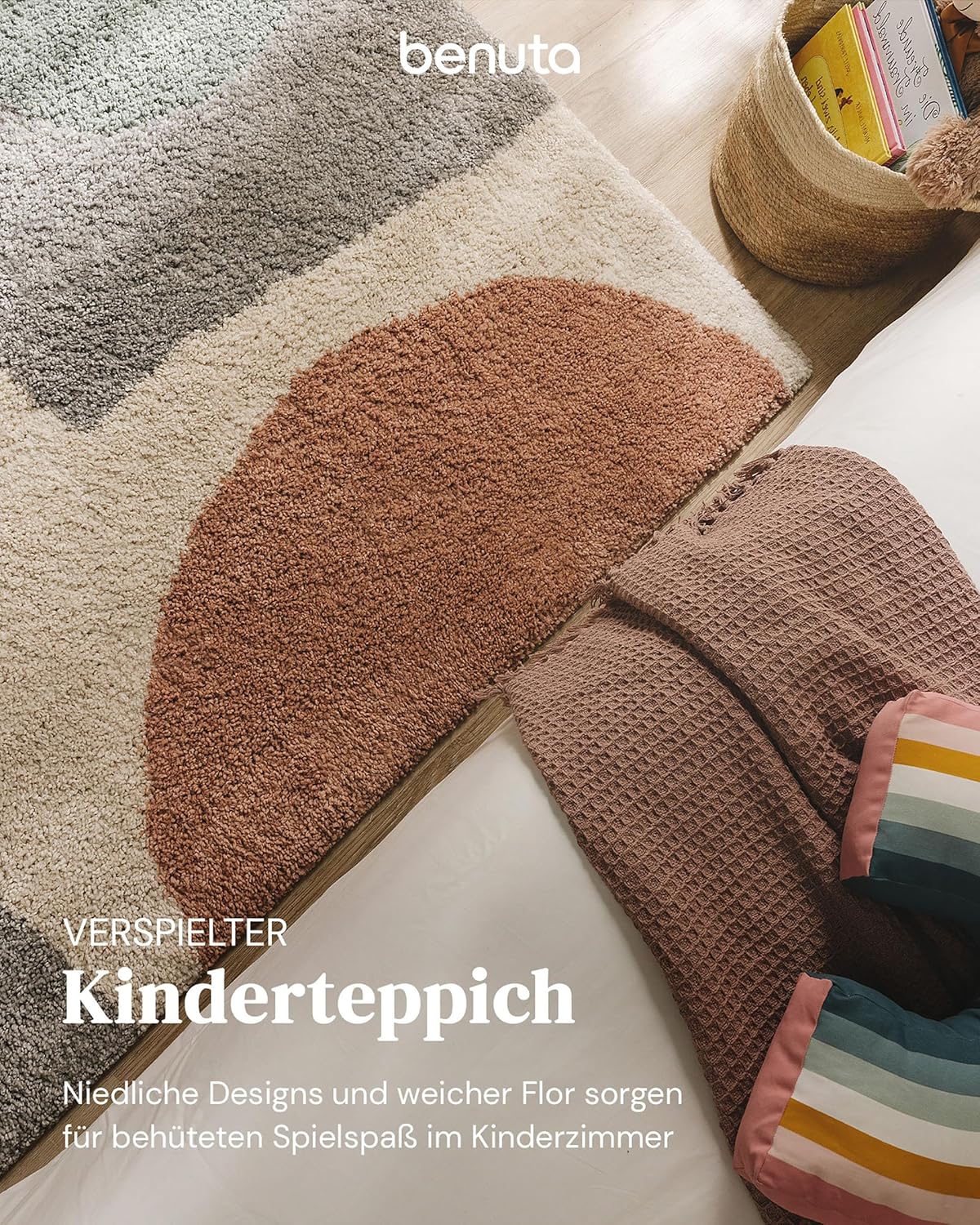 benuta Lytte Kinderteppich Gobi - Multicolor 140x200 cm - Kunstfaser - Rechteckig & im Style: Geometrisch, Hygge & Cozy, Scandi Living - Pflegeleicht für Kinderzimmer, Wohnzimmer, Schlafzimmer